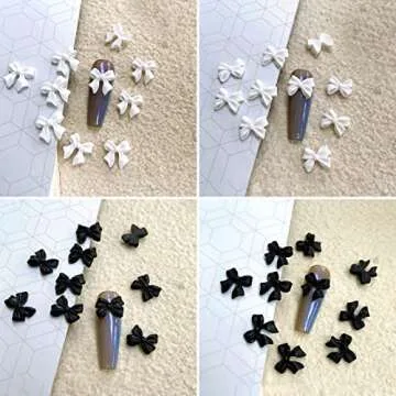 CGBE Nail Bow Charms, Butterfly Bow Pearl Nail Charms 3D Black White Nail Charms for Acrylic Resin Nails for Nail Art Decoration Makeup Resin Mold DIY