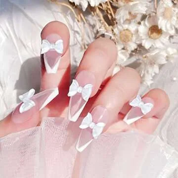 CGBE Nail Bow Charms, Butterfly Bow Pearl Nail Charms 3D Black White Nail Charms for Acrylic Resin Nails for Nail Art Decoration Makeup Resin Mold DIY