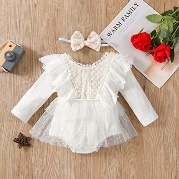 Charming Baby Girl Lace Romper with Headband Set