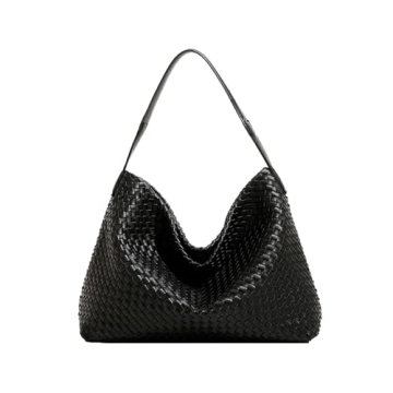 JINMANXUE Vegan Leather Woven Boston Bag for Women