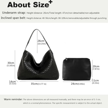 JINMANXUE Vegan Leather Woven Boston Bag for Women