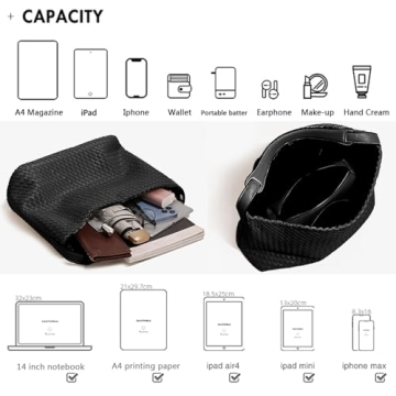 JINMANXUE Vegan Leather Woven Boston Bag for Women