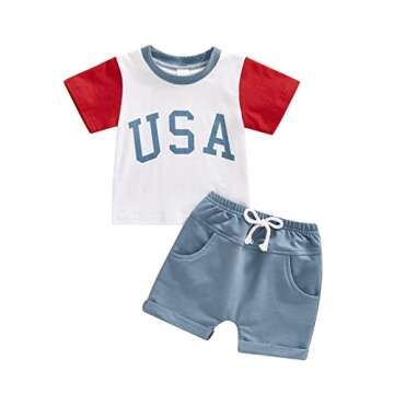Goelsakurara Newborn Infant Baby Boy Summer Clothes Outfit Set - 4th of July