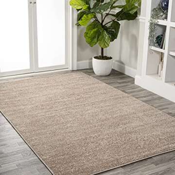 JONATHAN Y SEU100G-8 Haze Solid Low-Pile Indoor Area-Rug Casual Contemporary Solid Traditional Easy-Cleaning Bedroom Kitchen Living Room Non Shedding, 8 ft x 10 ft, Beige