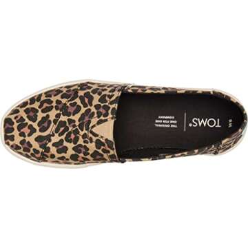 TOMS Women's Alpargata Cupsole Slip On Sneaker Tan Classic Leopard Print