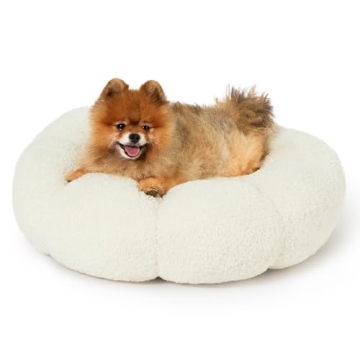 Lesure Calming Small Dog Bed - Flower Shaped Plush Retreat for Pets