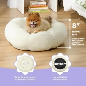 Lesure Calming Dog Bed - Plush Flower Shape for Cats