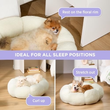 Lesure Calming Dog Bed - Plush Flower Shape for Cats