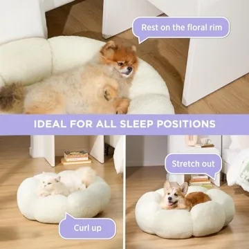 Lesure Calming Dog Bed - Plush Flower Shape for Cats