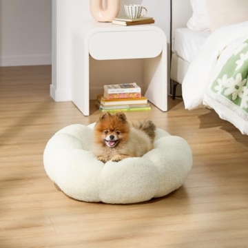 Lesure Calming Dog Bed - Plush Flower Shape for Cats