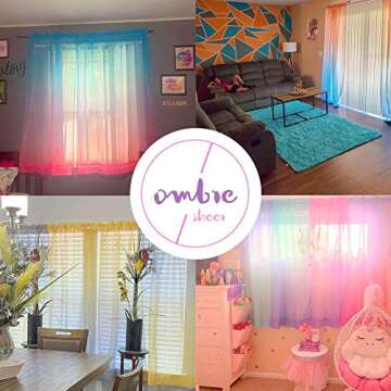 Elegant Yancorp Ombre Sheer Curtains for Kids Rooms