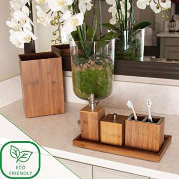 Seville Classics Bamboo Bathroom Organizer Set - 5 Pieces
