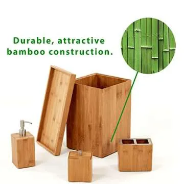 Seville Classics Bamboo Bathroom Organizer Set - 5 Pieces