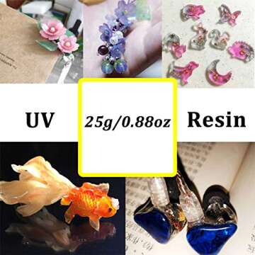 Epoxy UV Resin Clear Hard,ONGHSD UV Jewelry Resin Glue Sunlight Ultraviolet Curing Resin Crystal Liquid for DIY/Kids Craft Jewelry Making Supplies Mold Not Included (25g/0.88oz)