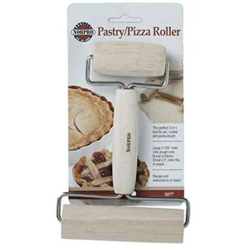 Norpro Wood Pastry/Pizza Roller - 2-in-1 Tool for Baking