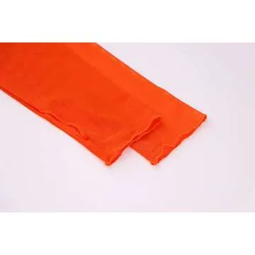 Meladyan Women Sexy Long Sleeve Mesh Crop Top Open Front Cover Up Spaghetti Strap Slim Fit Corset Cami 2 Pieces Clubwear Orange