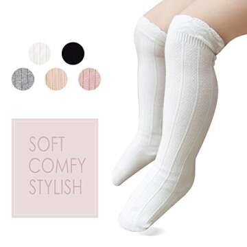 EPEIUS 5 Pair Pack Little Girls Boys Seamless Uniform Knee High Socks Kids Girls Tube Ruffled Stocki...