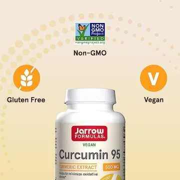 Jarrow Formulas Curcumin 95 500 mg, Turmeric Curcumin Extract for Antioxidant Support, Bone and Joint Support Dietary Supplement, 120 Veggie Capsules, Up to 120 Servings