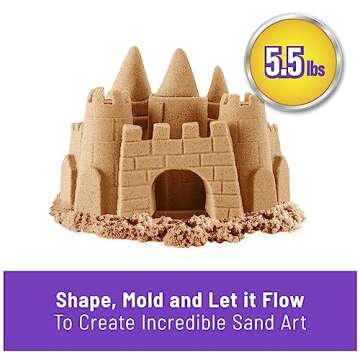 Kinetic Sand, 5.5lbs (2.5kg) Natural Brown Play Sand for Arts and Crafts, Sandbox, Moldable Sensory ...