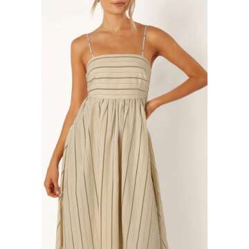 Chouyatou Women's Striped Maxi Dress Comfortable Elegance