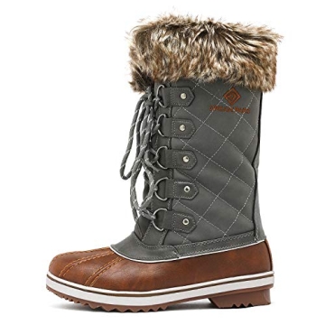 DREAM PAIRS Women's River_1 Tan Khaki Mid Calf Waterproof Winter Snow Boots Size 10 M US