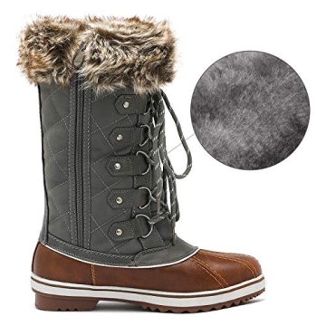 DREAM PAIRS Women's River_1 Tan Khaki Mid Calf Waterproof Winter Snow Boots Size 10 M US