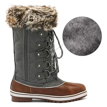 DREAM PAIRS Women's River_1 Tan Khaki Mid Calf Waterproof Winter Snow Boots Size 10 M US