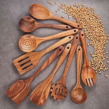 Durable Gudamaye Teak Wooden Utensils Set for Cooking