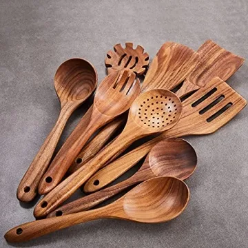 Durable Gudamaye Teak Wooden Utensils Set for Cooking