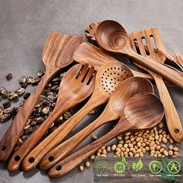 Durable Gudamaye Teak Wooden Utensils Set for Cooking