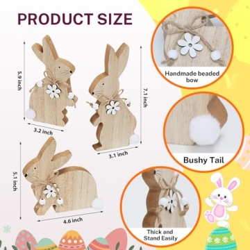 WellSign Easter Wooden Bunny Decorations for Joyful Decor