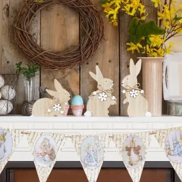WellSign Easter Wooden Bunny Decorations for Joyful Decor