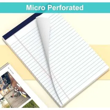 MuiAng Legal Pads 5" x 8" College Ruled Small Legal Note Pads, 80gsm/21lb White Lined Paper, 30 Sheets per Notepad, 6 Pads per Pack, Perforated To Do List Writing Pads for Versatile Use