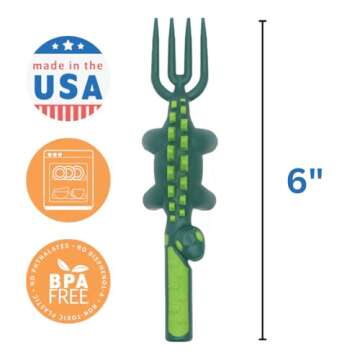Constructive Eating - Toddler Dinosaur Utensils Made in USA - Silverware for Toddlers - Utensils for Kids - Constructive Eating Utensil Set