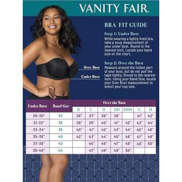 Vanity Fair Women's Beauty Back Smoothing Strapless Bra, 4-Way Stretch Fabric, Lightly Lined Cups Up to H