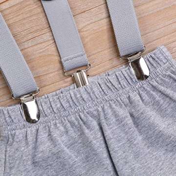 GRNSHTS Baby Boy Funny First Birthday Clothes Infant Boy Bow Tie Romper Bodysuit Cake Smash Outfits (A Gray, 9-12 Months)