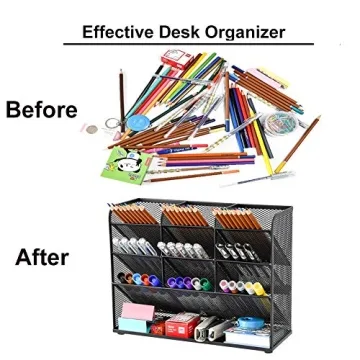 Marbrasse Mesh Desk Organizer 9 Compartment Pen Holder