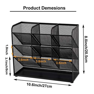 Marbrasse Mesh Desk Organizer 9 Compartment Pen Holder