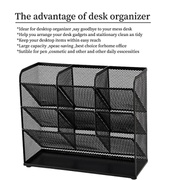 Marbrasse Mesh Desk Organizer 9 Compartment Pen Holder