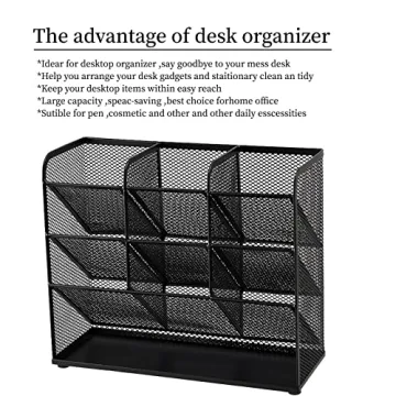 Marbrasse Mesh Desk Organizer 9 Compartment Pen Holder