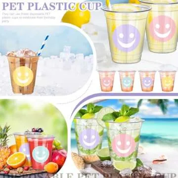 Cheerful Meekoo 100 Pack Smile Face Plastic Cups