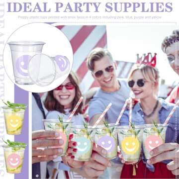 Cheerful Meekoo 100 Pack Smile Face Plastic Cups