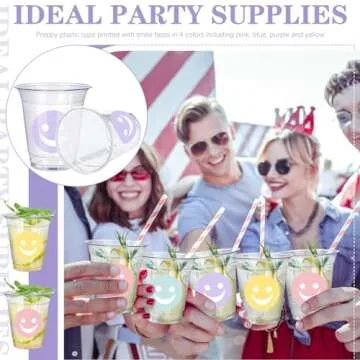 Cheerful Meekoo 100 Pack Smile Face Plastic Cups