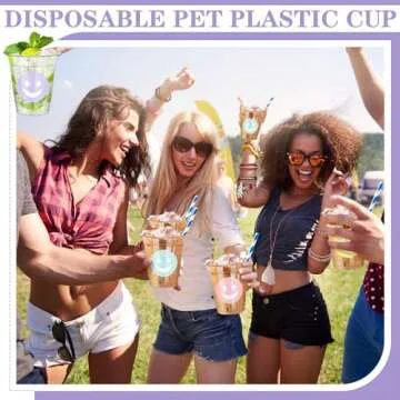 Cheerful Meekoo 100 Pack Smile Face Plastic Cups