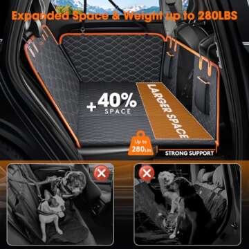 MIXJOY Back Seat Extender for Dogs, Hard Bottom Dog Car Seat Cover for Back Seat Protector, Waterpro...