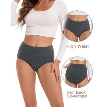 INNERSY Women's Underwear Pack - High Waisted Cotton Panties 5 Pack
