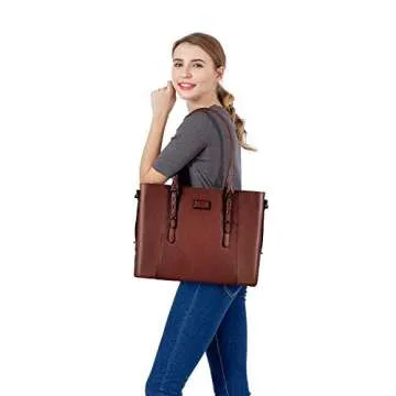 MOSISO Stylish PU Leather Laptop Tote Bag - Waterproof & Spacious