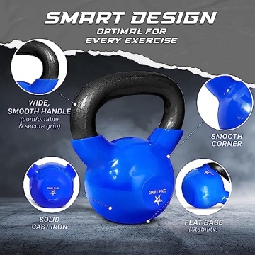 Yes4All 20 lb Kettlebell - Durable Vinyl Coated Cast Iron Weight