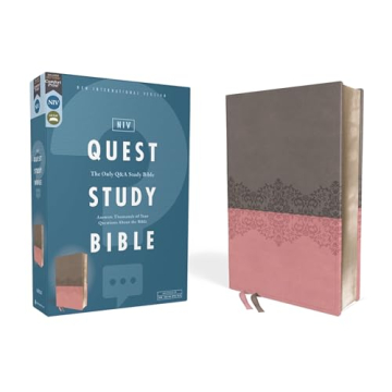 NIV, Quest Study Bible, Leathersoft, Gray/Pink, Comfort Print: The Only Q and A Study Bible