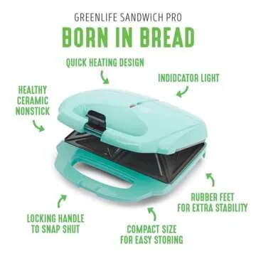 GreenLife Pro Electric Panini Press - Healthy Ceramic Nonstick Sandwich Maker